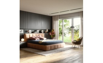 Двоспальне ліжко WoodSoft Bergamo з підйомним механізмом 140x200, ясень (Bergamo140200PM)