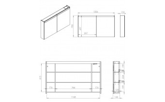 Підвісна тумба з дзеркалом у ванну (дзеркальна шафа) Elita Special 120 2D TECHNOBOX + LED, 120,6x70x15,2 см (168927)