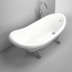 Окремостояча овальна ванна з мармуру Dremex Coco Chrom 179x80,5x78,8 см, Gelcoat, білий глянцевий + сифон + ніжки