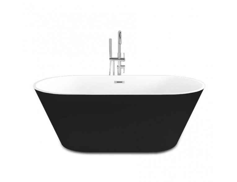Окремостояча акрилова ванна Dusel DA 103 ASTI BLACK 170x80 см, чорно-біла, з сифоном click/clack (DU103-BL)
