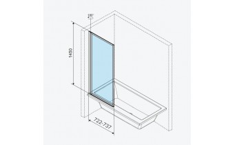 Душова шторка для ванни поворотна Excellent Fabrika 73x145, односекційна, чорний матовий (KAEX.4030.730.LP)
