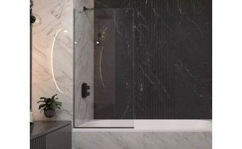 Душова шторка для ванни, нерухома Wave Glass Margo 80x150 см, односекційна, прозоре скло, профіль хромований