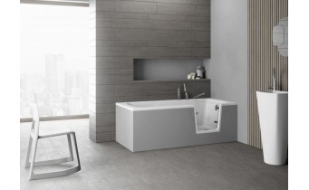 Ванна з дверцятами акрилова Polimat Avo 150x75 см, + ніжки, для людей з обмежиними можливостями, похилого віку, інвалідів (00483)