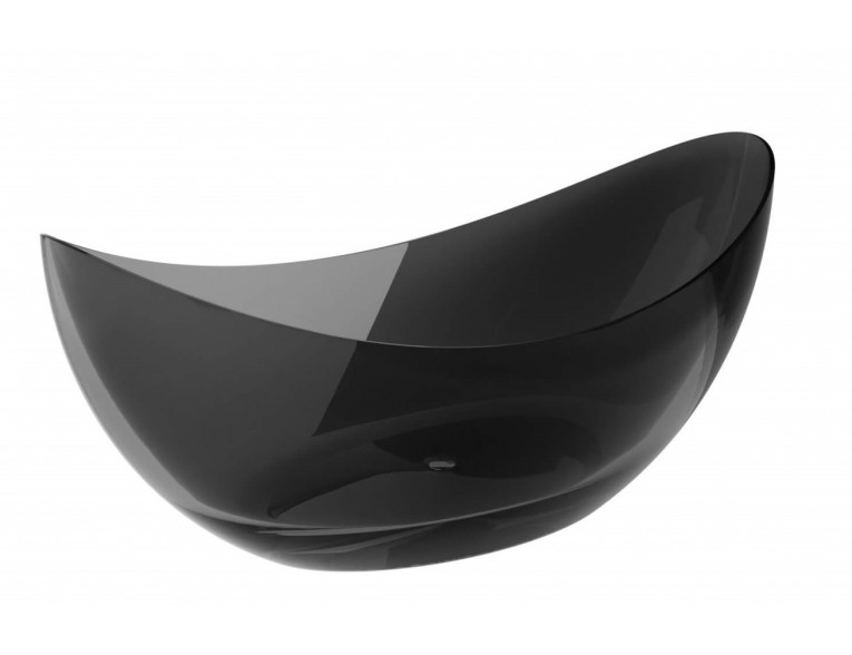 Ванна овальна окремостояча з матеріалу ResiCast Besco Axya Carbon Grey 180x80x75 см, біла решітка, Прозора ванна, Сірий карбон (WAA-180-CGW)