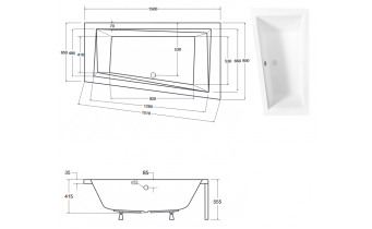Ванна акрилова Besco Intima 150x85 L, асиметрична (WAIT-150-NL)