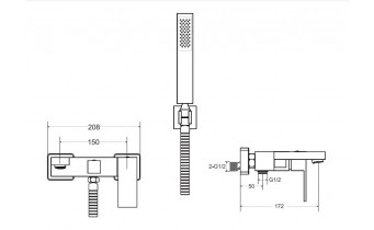 Змішувач для ванни та душу Besco Modern / Varium, чорний матовий (BW-MVS-CZ)