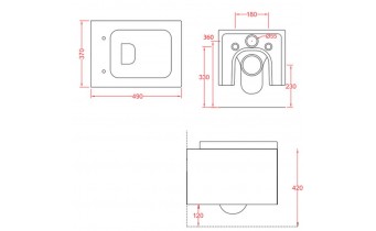 Підвісний унітаз ArtCeram Block, black white (BKV0010150)