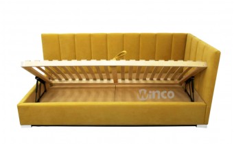 Дитяче ліжко з мякою спинкою Mia / Мія 80x190 см, та підйомним механізмом, колір, сторону та тканину можна обрати
