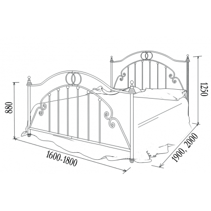 Двоспальне ліжко Метал-дизайн Bella-Letto Тоскана 180x200 (MT-BL-D-T4) Двоспальне ліжко Метал-дизайн Bella-Letto Тоскана 180x200 (MT-BL-D-T4)