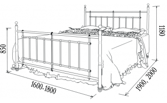 Двоспальне ліжко Метал-дизайн Bella-Letto Неаполь 160x200 (MT-BL-D-N2)