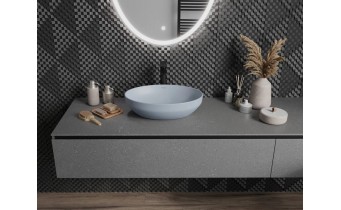 Овальний умивальник на стільницю Mexen Cornelia 50x37 см, сіро - блакитний матовий