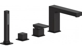 Врізний змішувач у / на борт ванни Cube / Куб, на 4 отвори, з лійкою, квадратна форма, чорний матовий Врізний змішувач у / на борт ванни Cube / Куб, на 4 отвори, з лійкою, квадратна форма, чорний матовий
