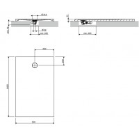 Душовий піддон, камяний Omnires Aquarock M+ 90x140 см, антиковзкий, прямокутний, Білий матовий