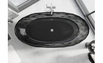 Вільно стояча овальна чорна прозора ванна Orax 170x80x58 см, окремостояча