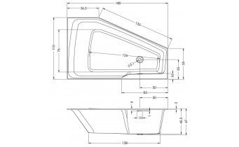 Акрилова ванна Riho Rethink Space 180x110 L, асиметрична з сифоном click / clack (BR18005)