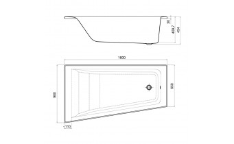 Акрилова ванна Roca Easy 160x90 см L, асиметрична + ніжки (A248411000)