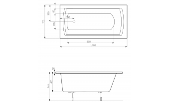 Акрилова ванна Roca Linea 140x70 см, пряма + ніжки (A24T002000)