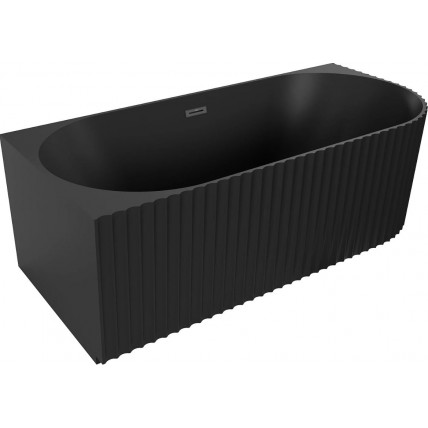 Пристінна кутова акрилова ванна Gia / Гія 170x80x58 см, L (Лівостороння) чорна матова, суцільнолита із заокругленим кутом, рифлена ззовні