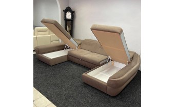 Кутовий диван розкладний ВІКОМеблі Спейс П / Space P, п-подібний, коричневий (Viko-SpaceP3)