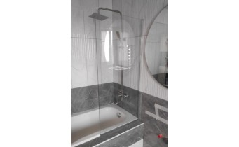 Душова шторка для ванни, нерухома Wave Glass Margo 80x150 см, односекційна, прозоре скло, профіль хромований