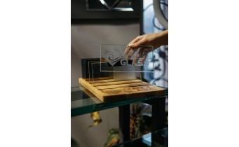 Душова шторка для ванни, нерухома Wave Glass Sandra 80x150 см, на 2 секції, прозоре скло, профіль чорний матовий / Black