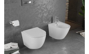 Унітаз безобідковий підвісний Mexen Lena Rimless з тонким сидінням soft-close, Duroplast Super Slim, глянцевий білий