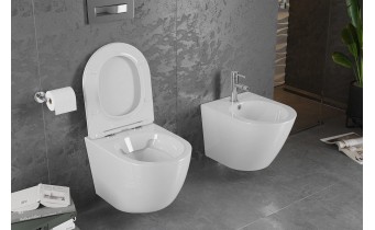 Унітаз безобідковий підвісний Mexen Lena Rimless з тонким сидінням soft-close, Duroplast Super Slim, глянцевий білий