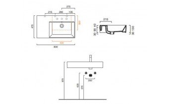 Підвісний умивальник Catalano Premium Up 80 DX (180DVP00)