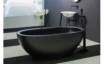 Підлоговий змішувач для окремостоячої ванни Invena Paros black / Парос 103,5 см, з лійкою, чорний матовий (BW-09-W04-A)