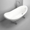 Окремостояча овальна ванна з мармуру Dremex Coco Chrom 179x80,5x78,8 см, Gelcoat, білий глянцевий + сифон + ніжки