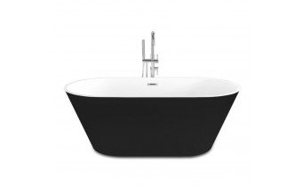 Окремостояча акрилова ванна Dusel DA 103 ASTI BLACK 170x80 см, чорно-біла, з сифоном click/clack (DU103-BL)