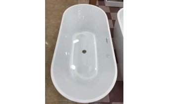 Окремостояча акрилова ванна Dusel DA 103 ASTI BLACK 170x80 см, чорно-біла, з сифоном click/clack (DU103-BL)