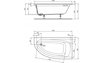 Ванна акрилова Ideal Standard Hotline New 160x90 Правостороння, асиметрична (K275701)