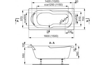 Ванна акрилова Vagnerplast Nymfa 150x70 см (VPBA157NYM2E-01)