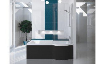Акрилова ванна з душовою шторкою Besco Inspiro 150x70 R, асиметрична + чорна панель (WAI-150-NPR-BL) Акрилова ванна з душовою шторкою Besco Inspiro 150x70 R, асиметрична + чорна панель (WAI-150-NPR-BL)