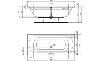 Ванна акрилова Ideal Standard Simplicity 180x80, пряма (W004601)