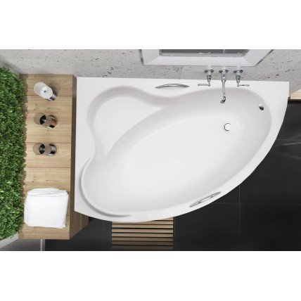 Ванна акрилова Besco Ada 160x100 L, Лівостороння з ручками, асиметрична
