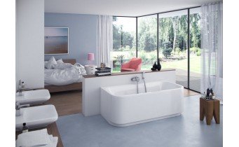 Ванна акрилова, півкругла з двох сторін Excellent Arana 180x85 см, пристінна (WAEX.ARA18WH)