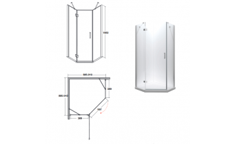 Душова кабіна Besco Viva 90x90x195 L, прозоре скло (V5L-90-195-C)