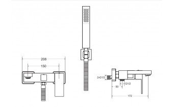 Змішувач для ванни та душу Besco Modern / Varium, чорний матовий (BW-MVS-CZ)