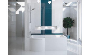 Акрилова ванна з душовою шторкою Besco Inspiro 160x70 см L, асиметрична (WAI-160-NLE)