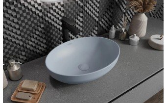 Овальний умивальник на стільницю Mexen Cornelia 50x37 см, сіро - блакитний матовий Овальний умивальник на стільницю Mexen Cornelia 50x37 см, сіро - блакитний матовий