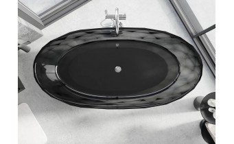 Вільно стояча овальна чорна прозора ванна Orax 170x80x58 см, окремостояча