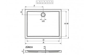 Душовий піддон Riho Zurich 244 1500х800, білий (DA78)