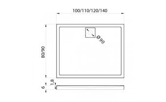 Душовий піддон NEW TRENDY LIDO 100x80x5,5 см (B-0273)
