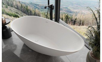 Окремостояча овальна ванна з каменю, штучного Milano / Мілано 150x82x54 см, біла матова Окремостояча овальна ванна з каменю, штучного Milano / Мілано 150x82x54 см, біла матова