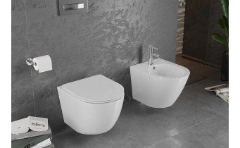 Унітаз безобідковий підвісний Mexen Lena Rimless з тонким сидінням soft-close, Duroplast Super Slim, глянцевий білий