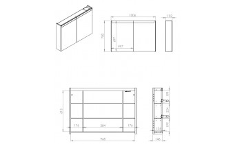 Підвісна тумба з дзеркалом у ванну (дзеркальна шафа) Elita Special 100 2D TECHNOBOX + LED, 100,6x70x15,2 см (168926)