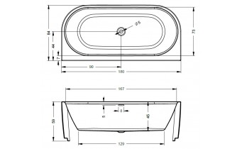 Ванна акрилова Riho Desire Back2wall LED 180x84 см (BD0700500K00133)