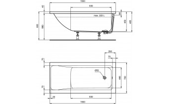 Ванна акрилова Ideal Standard Connect Air 150x70, пряма (T361301)